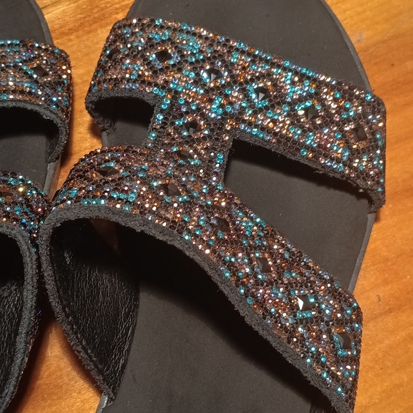 Yellow Box Women's Black and Brown Sandals Size 7 - Picture 6 of 9